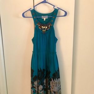 Turquoise, floral Anthropologie maxi dress NWT